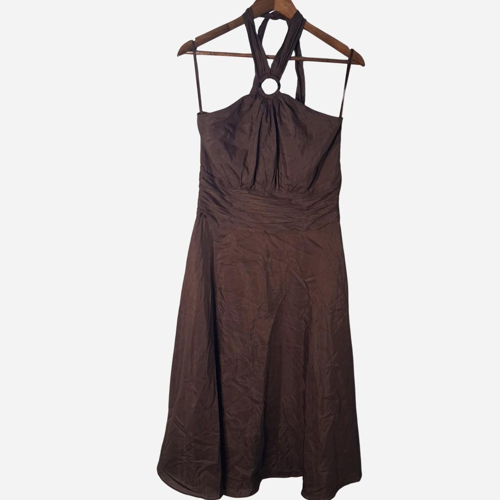 Womens Brown White House Black Market halter dress very soft and flowy